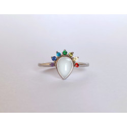 Birthstones Teardrop Crown Breastmilk Ring DIY Kit, 925 silver